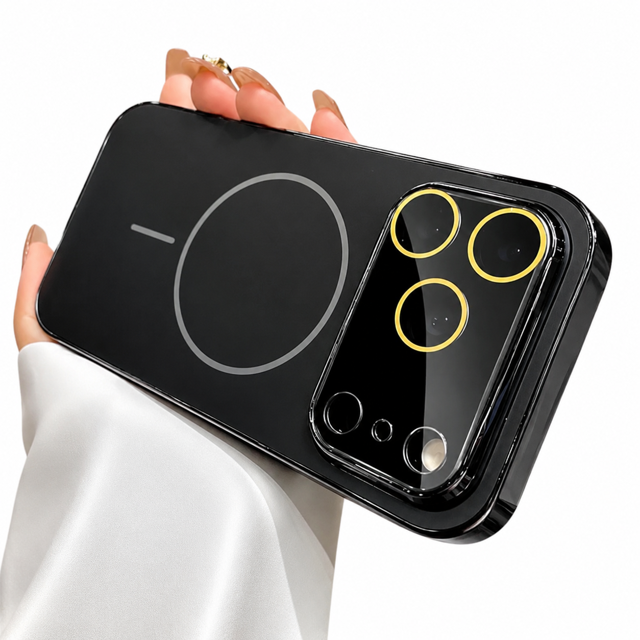 Premium iPhone Case MagSafe Compatible Hard PC Cover Shockproof Tempered Glass Camera Protection Anti Fingerprint Slim Full Coverage Design