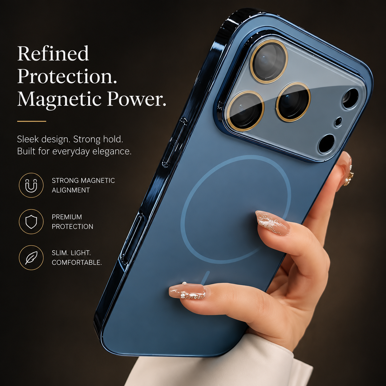 Premium iPhone Case MagSafe Compatible Hard PC Cover Shockproof Tempered Glass Camera Protection Anti Fingerprint Slim Full Coverage Design