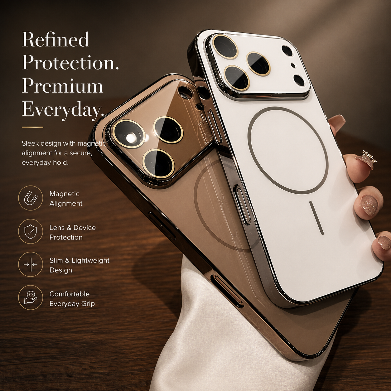 Premium iPhone Case MagSafe Compatible Hard PC Cover Shockproof Tempered Glass Camera Protection Anti Fingerprint Slim Full Coverage Design