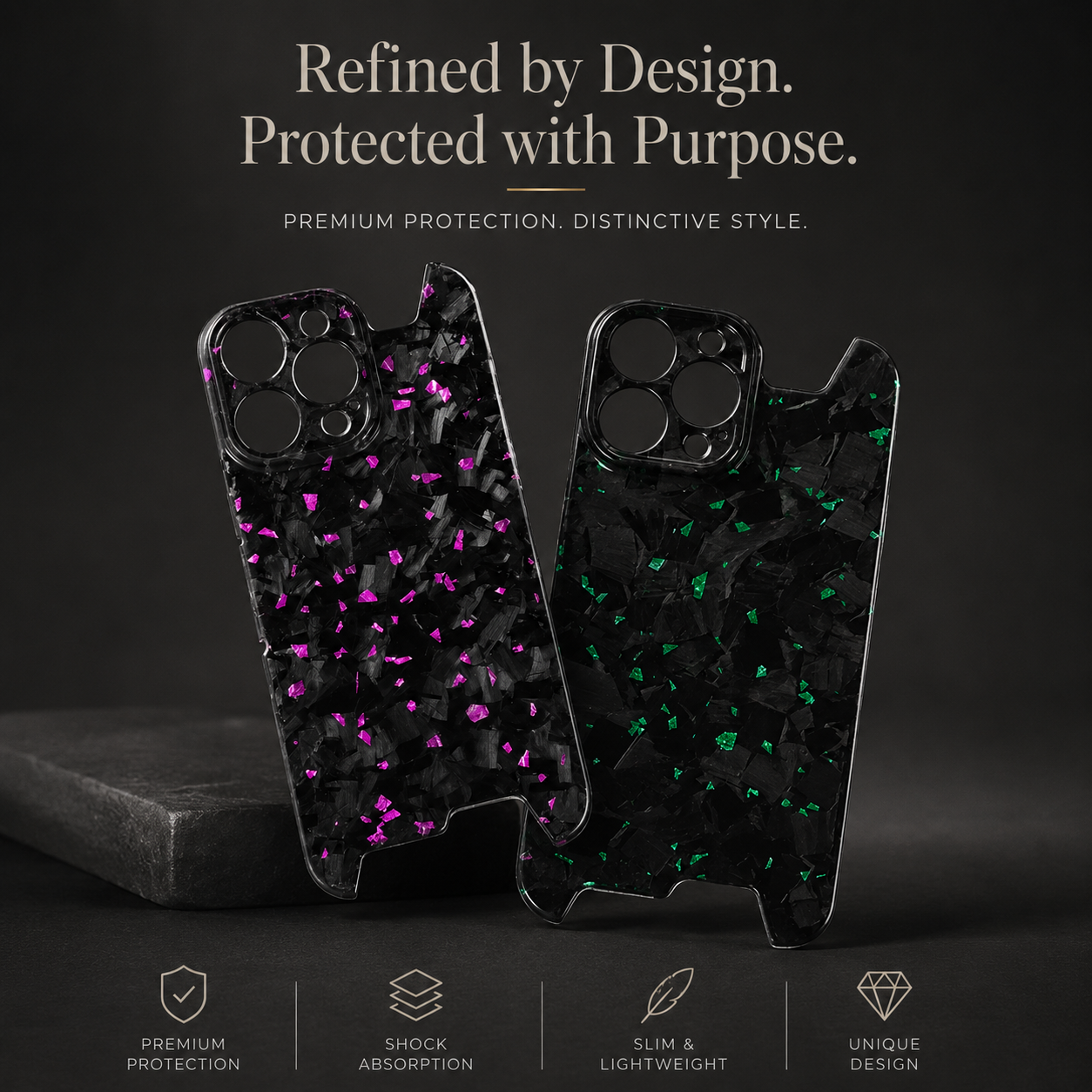 Premium iPhone Case MagSafe Compatible Kevlar Carbon Fiber Cover Magnetic Stand Hard PC Shell Camera Guard Anti Fingerprint Slim Design