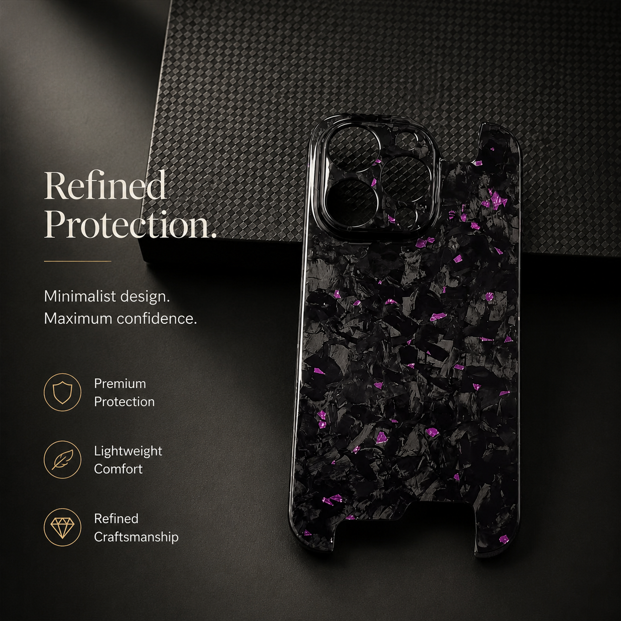 Premium iPhone Case MagSafe Compatible Kevlar Carbon Fiber Cover Magnetic Stand Hard PC Shell Camera Guard Anti Fingerprint Slim Design