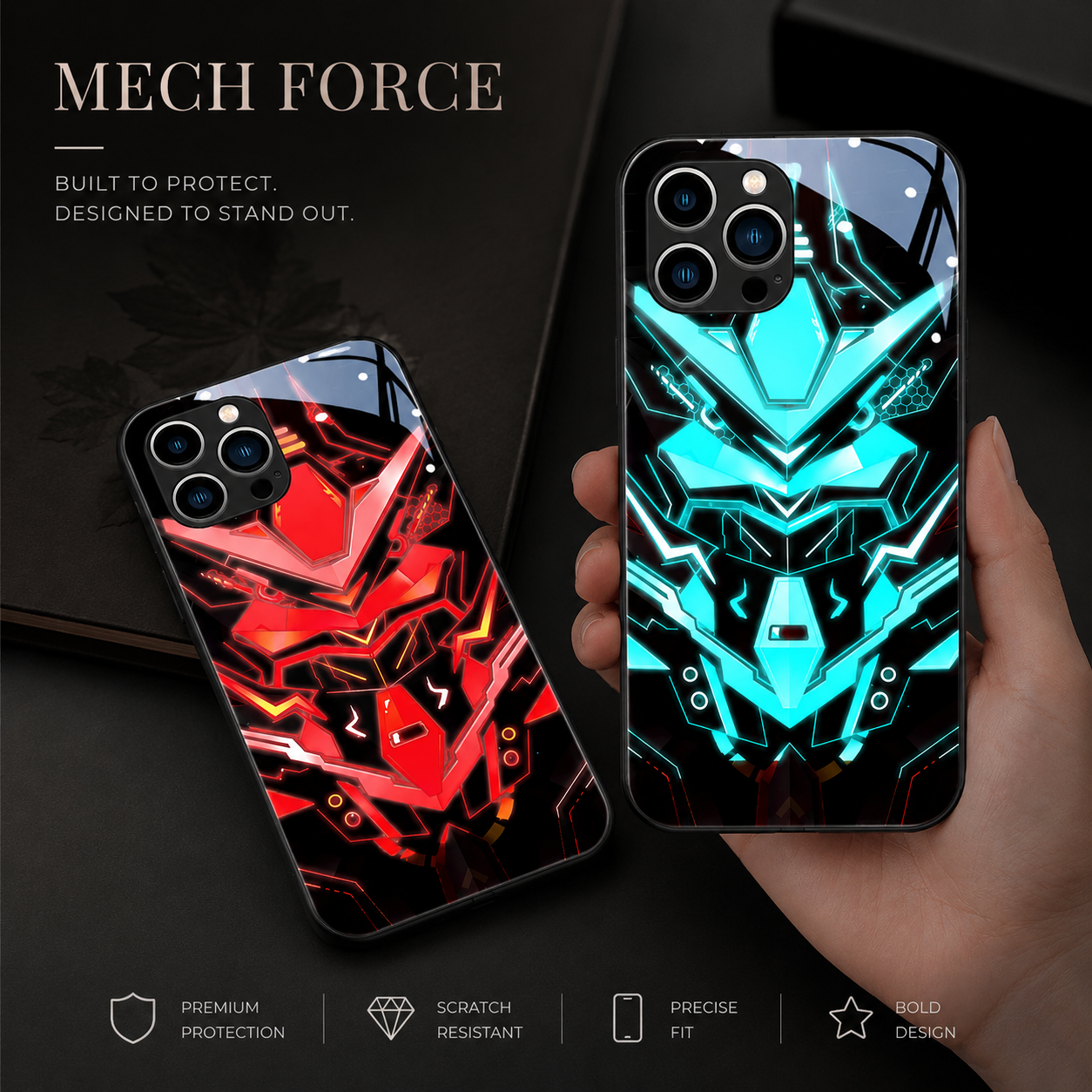 Premium iPhone Case MagSafe Compatible LED Notification Cover Mecha Design Magnetic Shockproof Protective Camera Lens Guard Slim Full Coverage