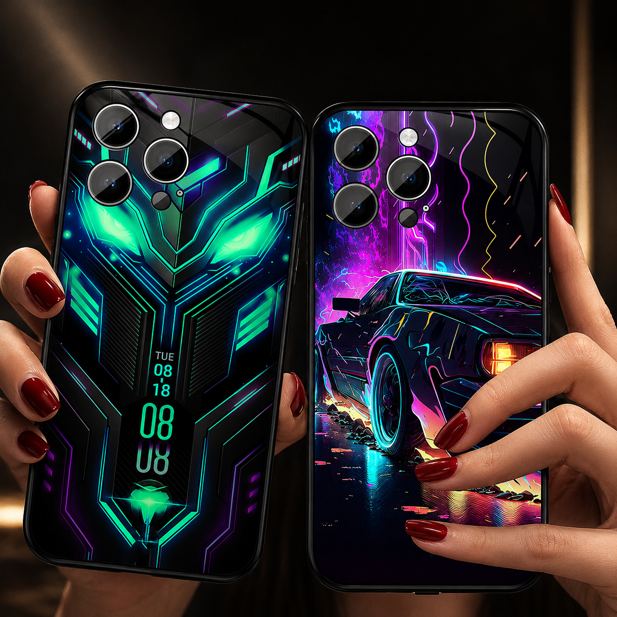 Premium iPhone Case MagSafe Compatible LED Notification Cover Mecha Design Magnetic Shockproof Protective Camera Lens Guard Slim Full Coverage