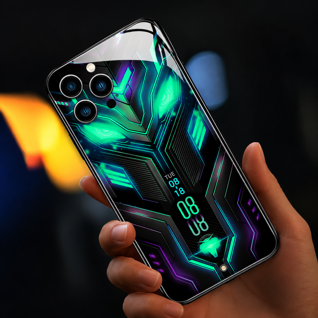 Premium iPhone Case MagSafe Compatible LED Notification Cover Mecha Design Magnetic Shockproof Protective Camera Lens Guard Slim Full Coverage