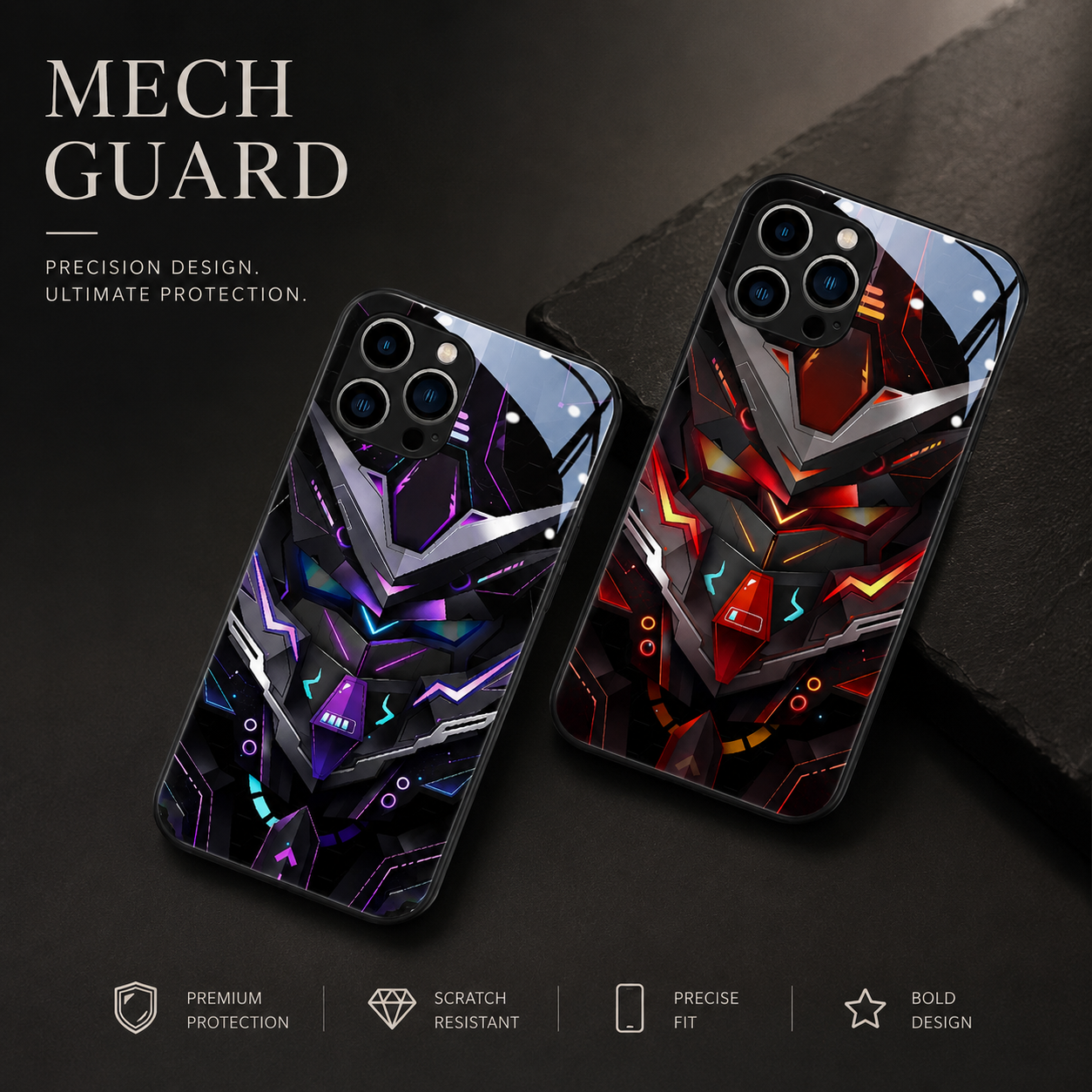 Premium iPhone Case MagSafe Compatible LED Notification Cover Mecha Design Magnetic Shockproof Protective Camera Lens Guard Slim Full Coverage