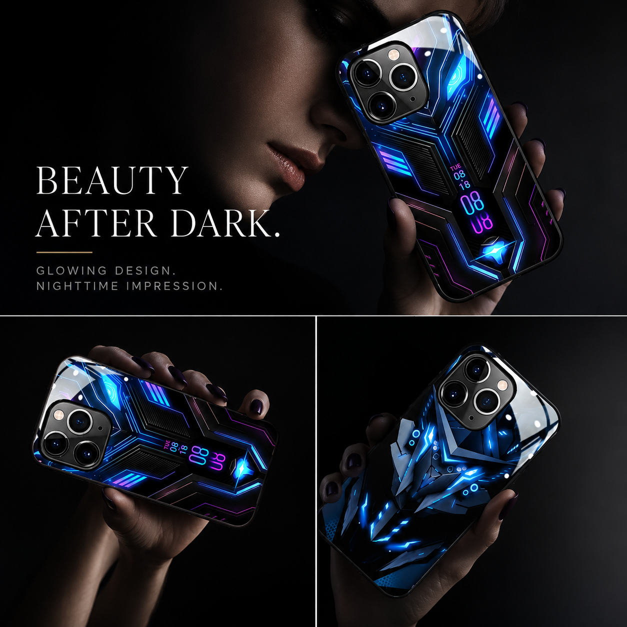 Premium iPhone Case MagSafe Compatible LED Notification Cover Mecha Design Magnetic Shockproof Protective Camera Lens Guard Slim Full Coverage