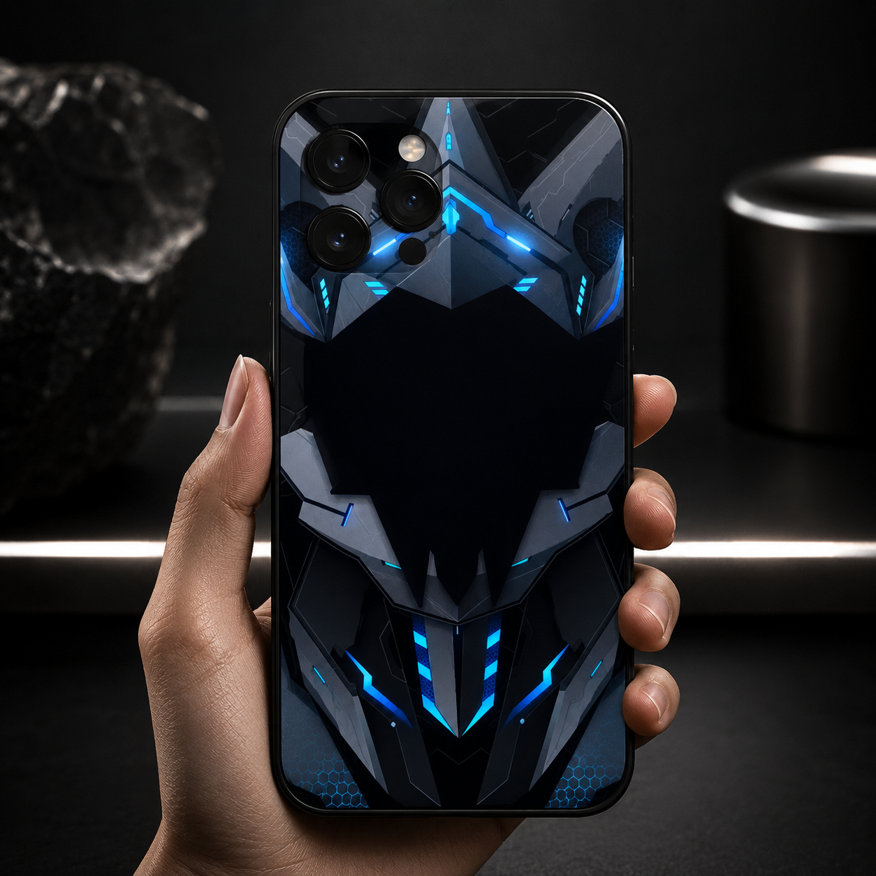 Premium iPhone Case MagSafe Compatible LED Notification Cover Mecha Design Magnetic Shockproof Protective Camera Lens Guard Slim Full Coverage