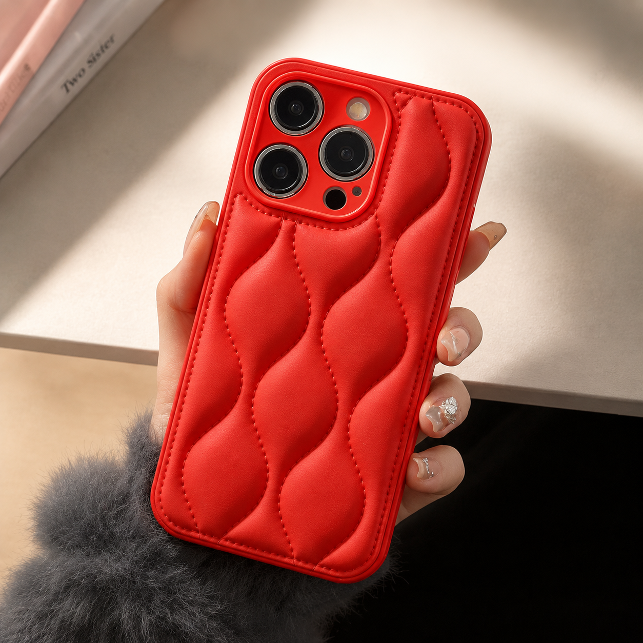 Premium iPhone Case MagSafe Compatible Leather 3D Wave Texture Silicone Bumper Shockproof Protective Cover Camera Lens Protection Slim Design