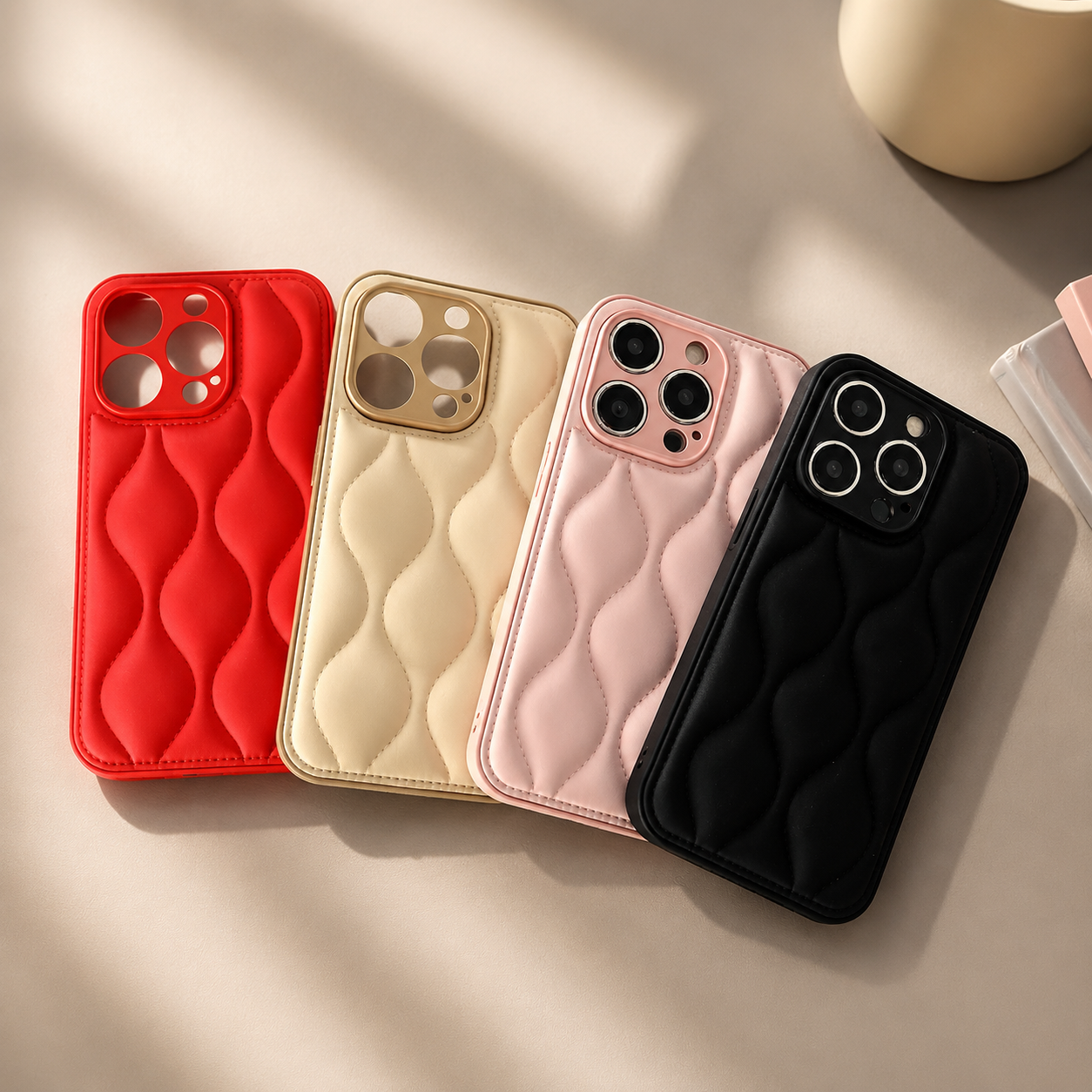 Premium iPhone Case MagSafe Compatible Leather 3D Wave Texture Silicone Bumper Shockproof Protective Cover Camera Lens Protection Slim Design