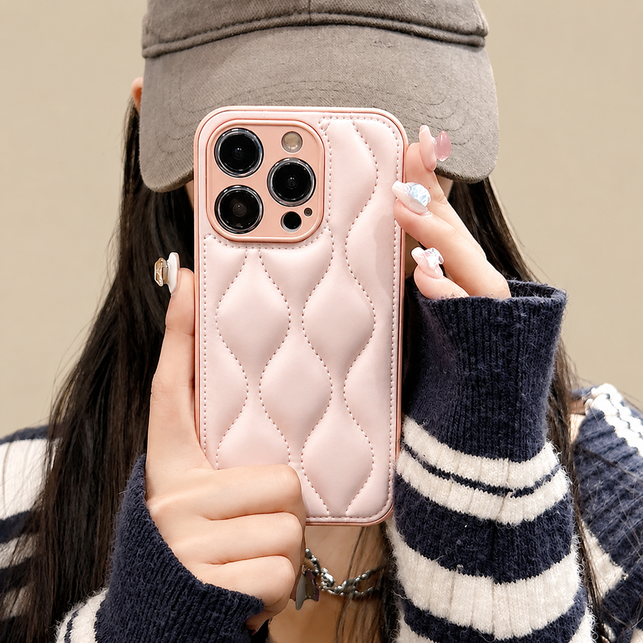 Premium iPhone Case MagSafe Compatible Leather 3D Wave Texture Silicone Bumper Shockproof Protective Cover Camera Lens Protection Slim Design