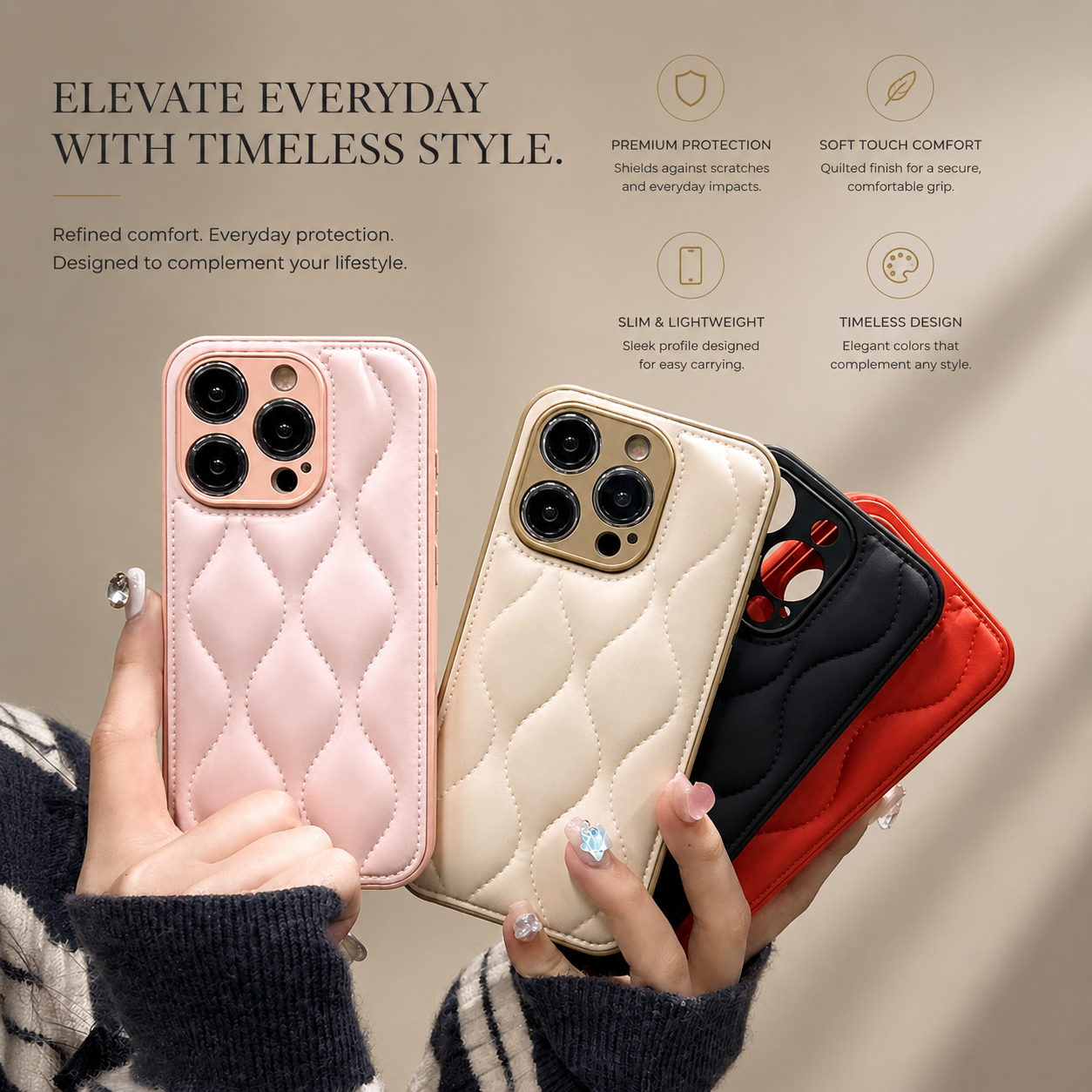 Premium iPhone Case MagSafe Compatible Leather 3D Wave Texture Silicone Bumper Shockproof Protective Cover Camera Lens Protection Slim Design
