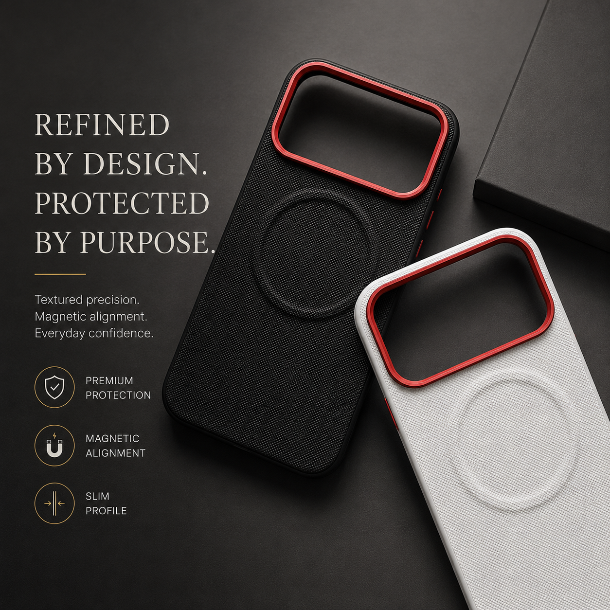 Premium iPhone Case MagSafe Compatible Leather Cover Shockproof PC TPU Hybrid Diamond Texture Camera Protection Non Slip Slim Full Coverage Design