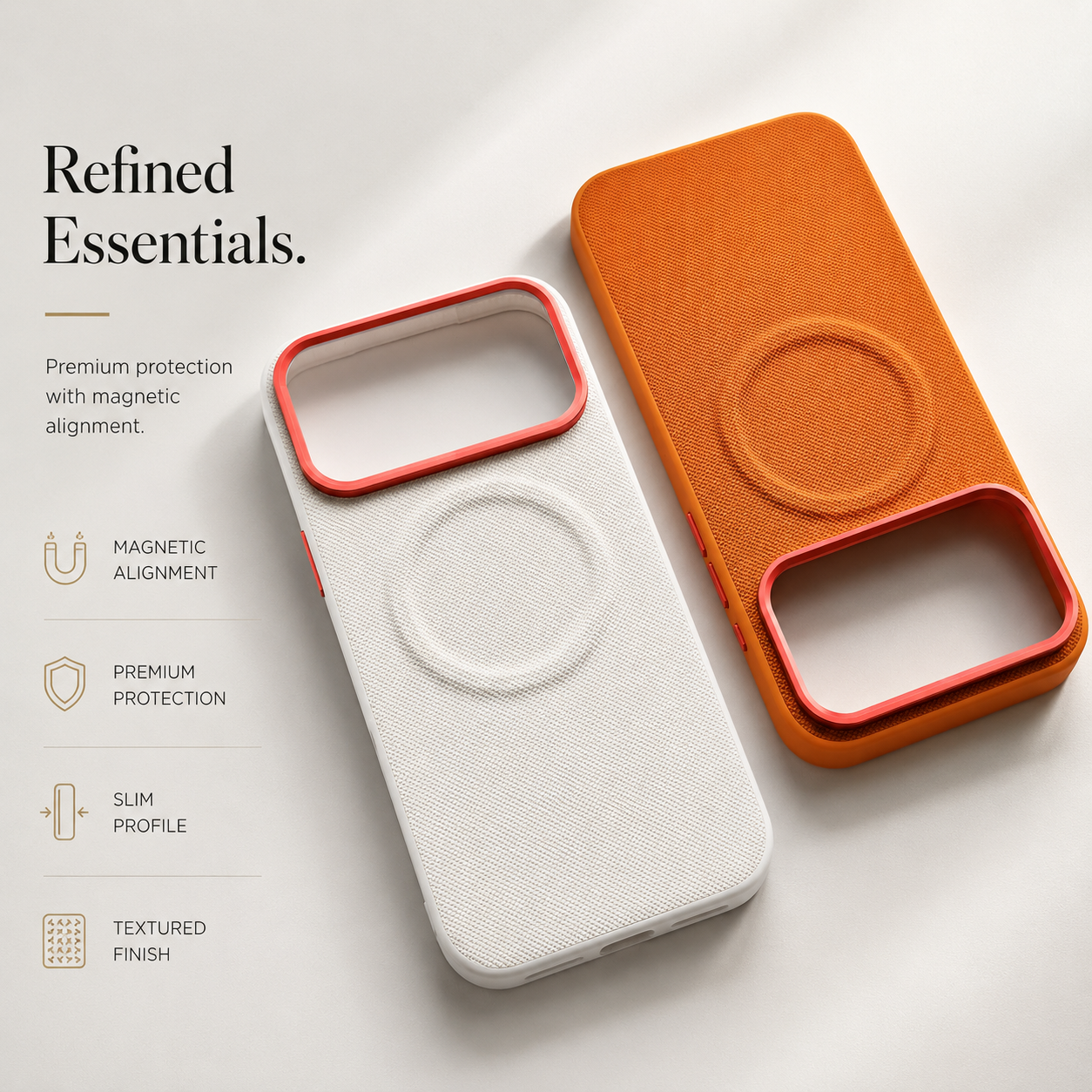 Premium iPhone Case MagSafe Compatible Leather Cover Shockproof PC TPU Hybrid Diamond Texture Camera Protection Non Slip Slim Full Coverage Design