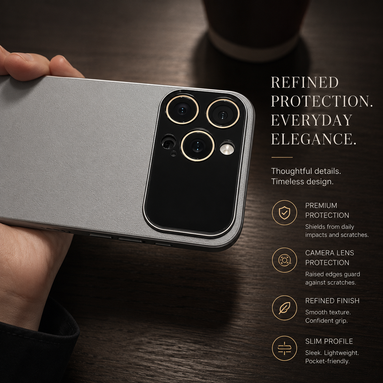 Premium iPhone Case MagSafe Compatible Leather Cover Side Vent Cooling Slim Half Wrapped Anti Fingerprint Non Slip Shockproof Protective Design