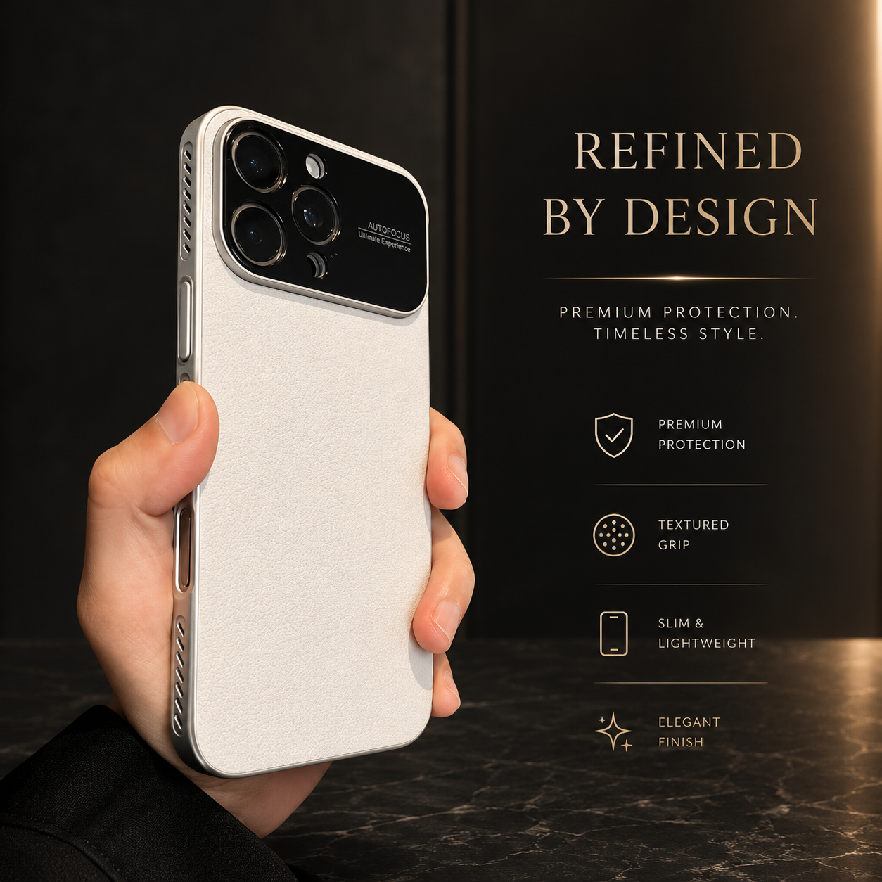 Premium iPhone Case MagSafe Compatible Leather Cover Side Vent Cooling Slim Half Wrapped Anti Fingerprint Non Slip Shockproof Protective Design