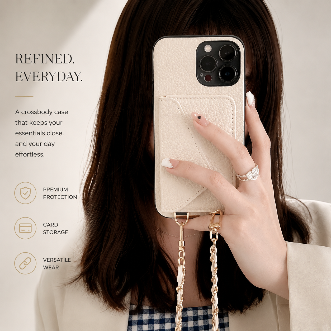 Premium iPhone Case MagSafe Compatible Leather Crossbody Wallet Cover Card Holder Strap Magnetic Shockproof Protective Camera Lens Guard Slim Design