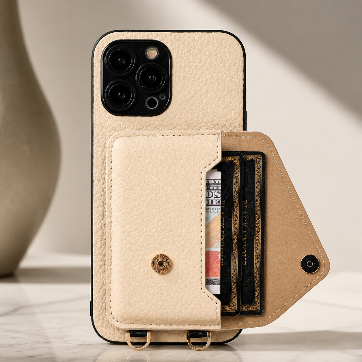 Premium iPhone Case MagSafe Compatible Leather Crossbody Wallet Cover Card Holder Strap Magnetic Shockproof Protective Camera Lens Guard Slim Design