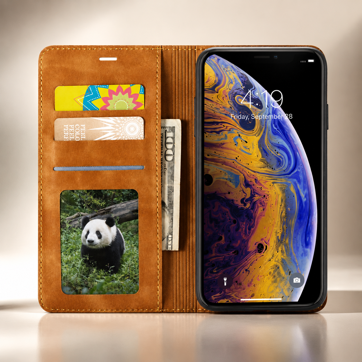 Premium iPhone Case MagSafe Compatible Leather Flip Wallet Cover Card Holder Magnetic Stand Shockproof Protective Camera Lens Guard Slim Design