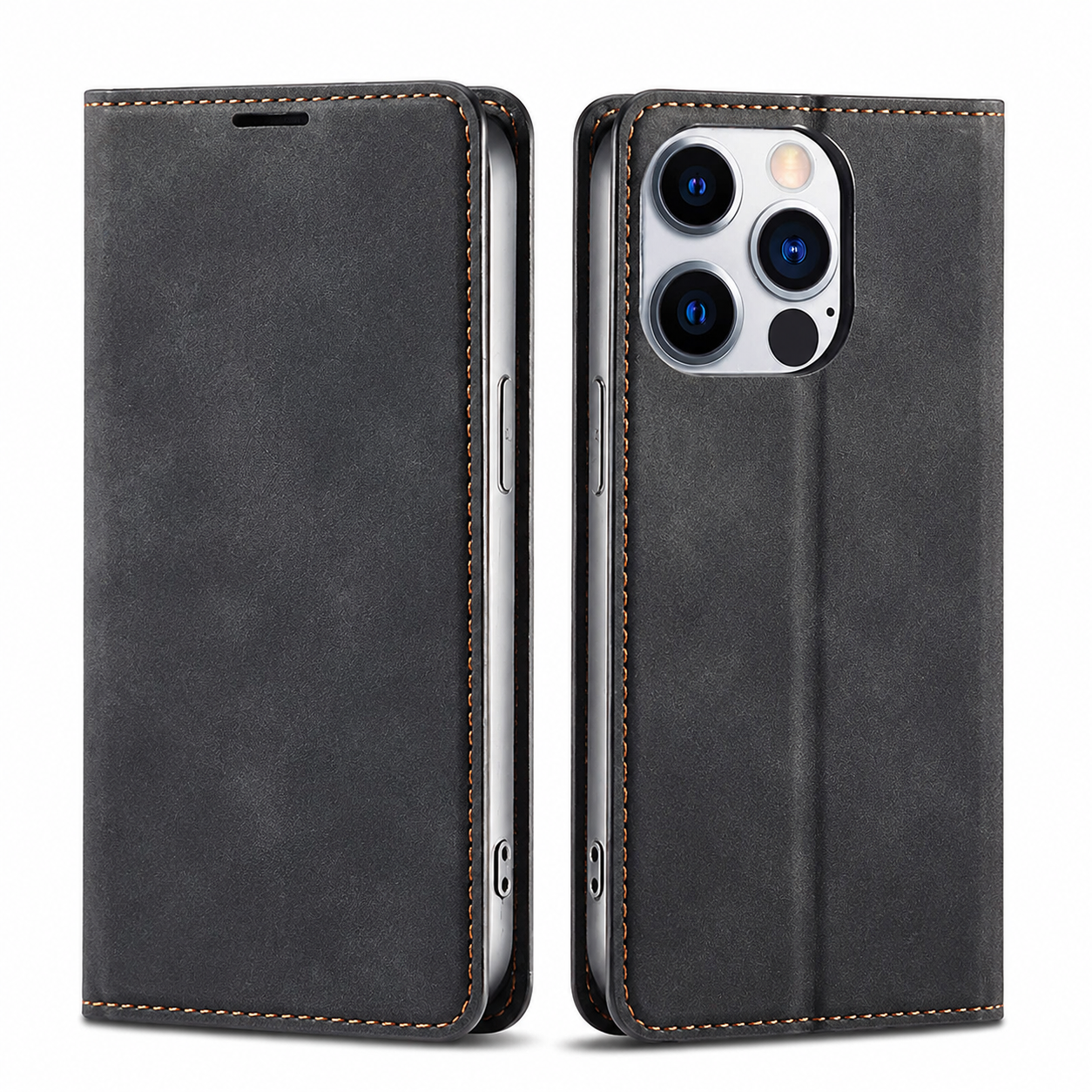 Premium iPhone Case MagSafe Compatible Leather Flip Wallet Cover Card Holder Magnetic Stand Shockproof Protective Camera Lens Guard Slim Design