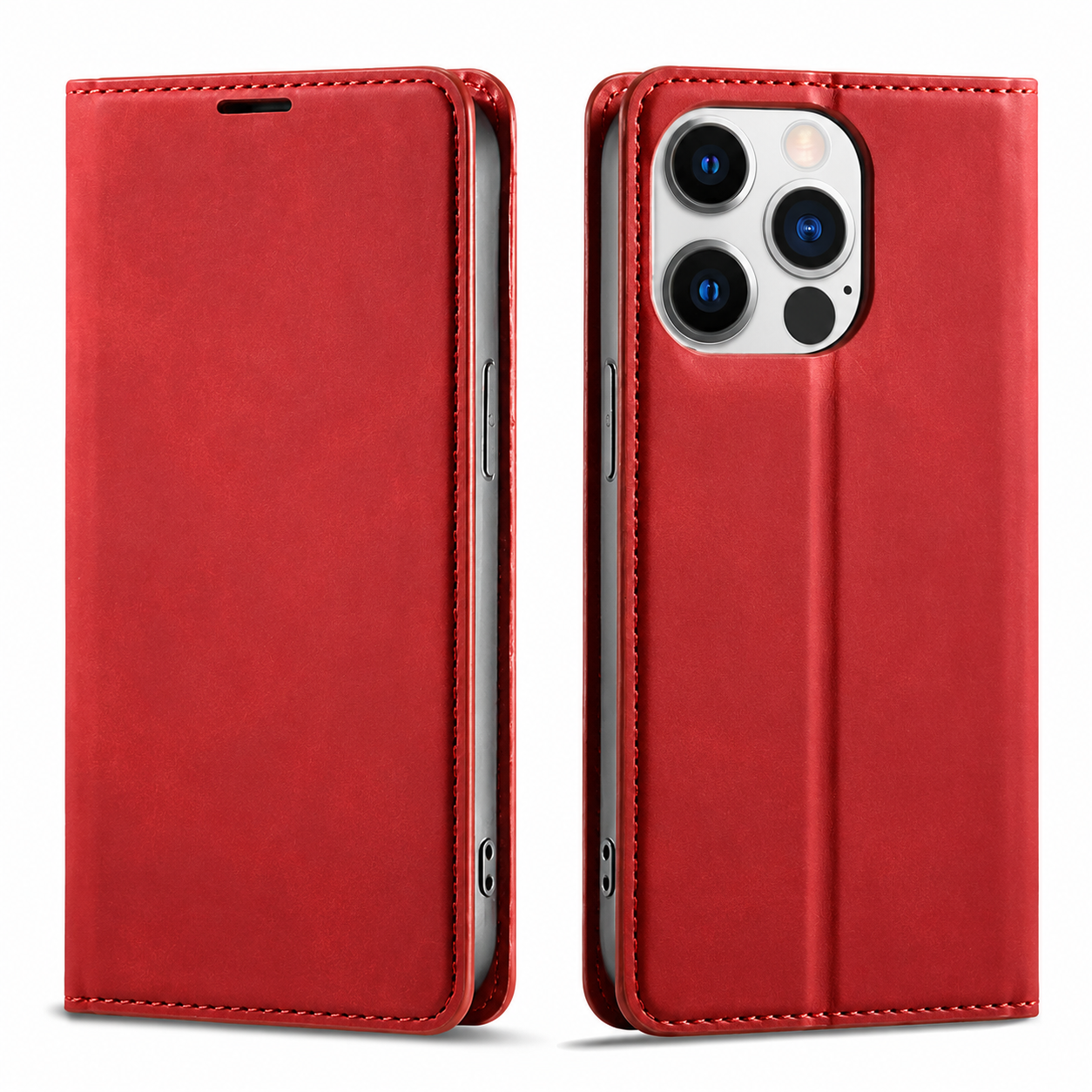 Premium iPhone Case MagSafe Compatible Leather Flip Wallet Cover Card Holder Magnetic Stand Shockproof Protective Camera Lens Guard Slim Design