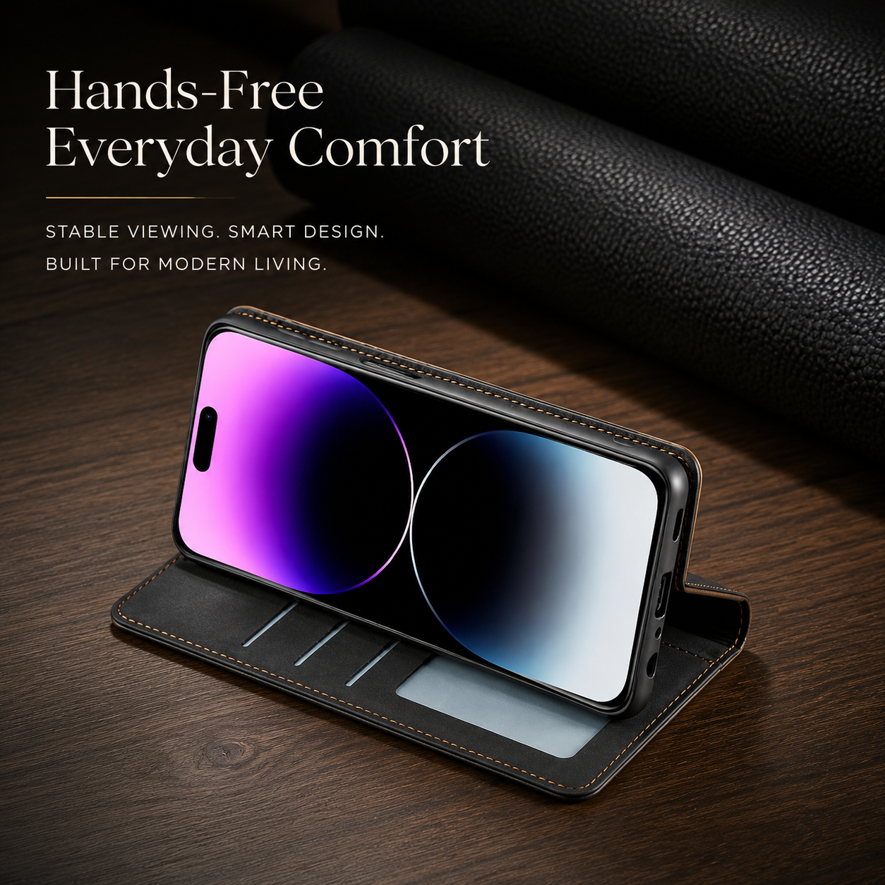 Premium iPhone Case MagSafe Compatible Leather Flip Wallet Cover Card Holder Magnetic Stand Shockproof Protective Camera Lens Guard Slim Design