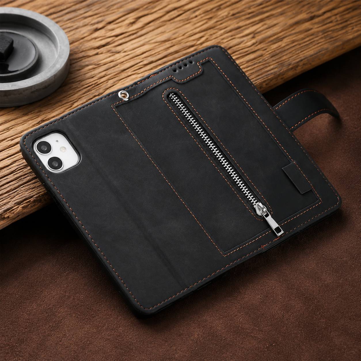 Premium iPhone Case MagSafe Compatible Leather Flip Wallet Cover Zipper Card Holder Strap Stand Magnetic Shockproof Camera Lens Protection Slim Design