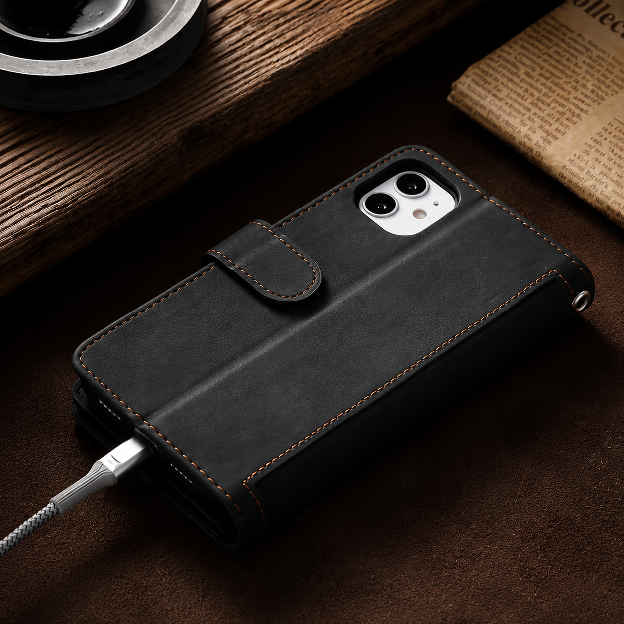 Premium iPhone Case MagSafe Compatible Leather Flip Wallet Cover Zipper Card Holder Strap Stand Magnetic Shockproof Camera Lens Protection Slim Design