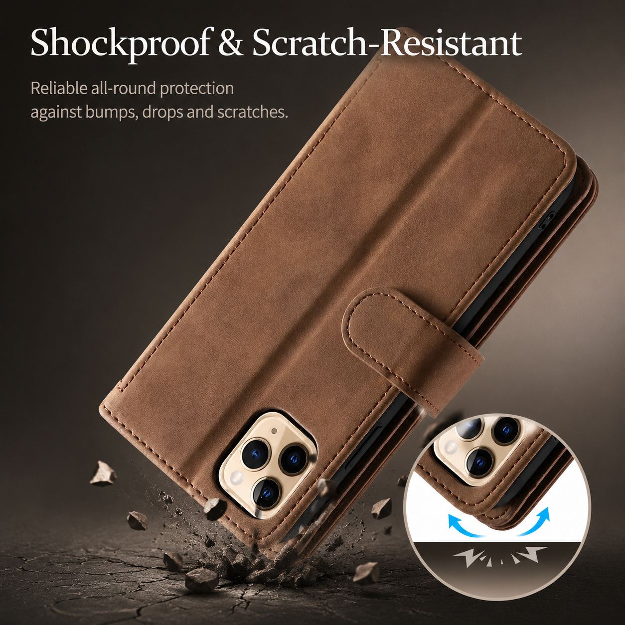 Premium iPhone Case MagSafe Compatible Leather Flip Wallet Cover Zipper Card Holder Strap Stand Magnetic Shockproof Camera Lens Protection Slim Design