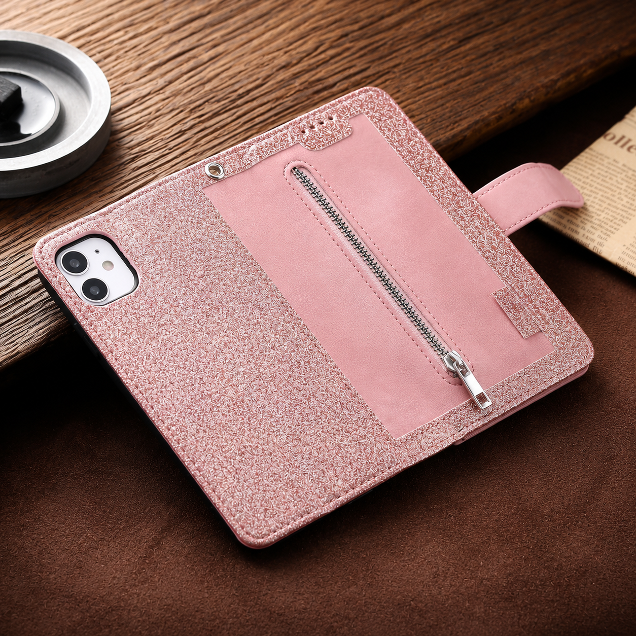 Premium iPhone Case MagSafe Compatible Leather Flip Wallet Cover Zipper Card Holder Strap Stand Magnetic Shockproof Camera Lens Protection Slim Design