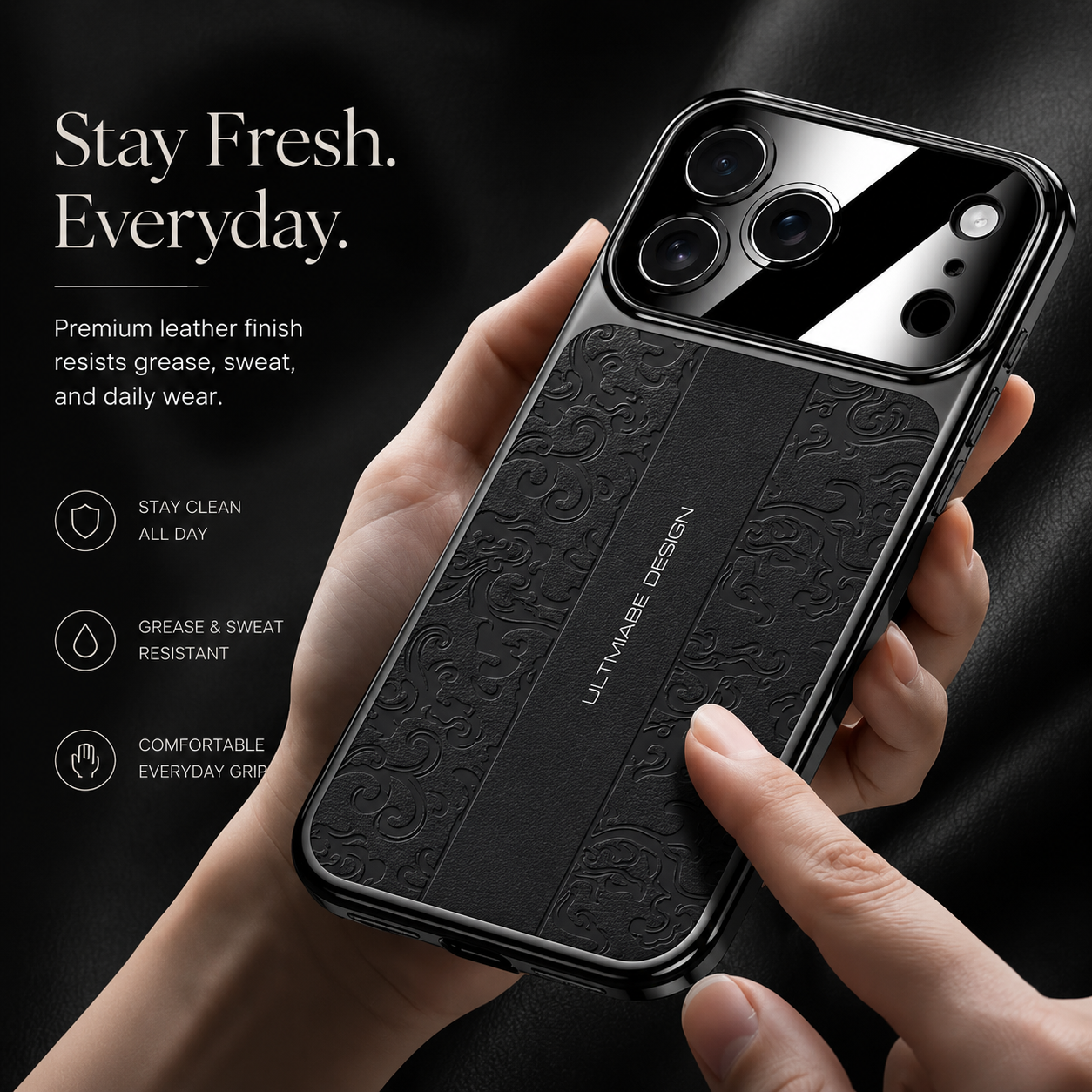 Premium iPhone Case MagSafe Compatible Leather TPU Cover Electroplated Frame Dual Layer Shockproof Anti Fingerprint Non Slip Slim Protective Design