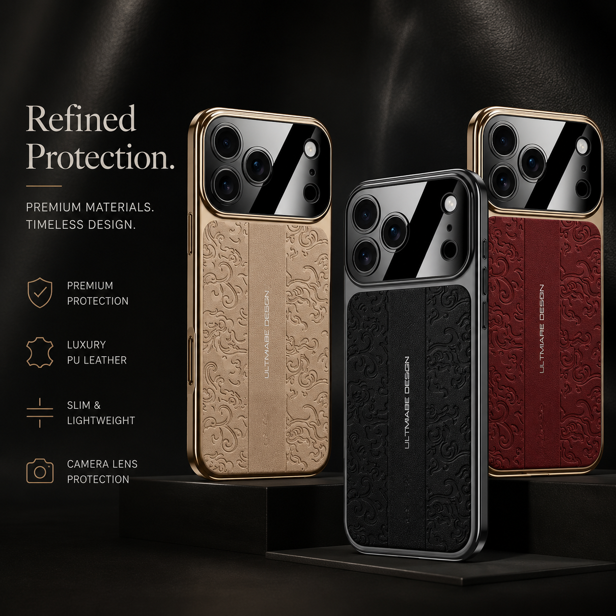 Premium iPhone Case MagSafe Compatible Leather TPU Cover Electroplated Frame Dual Layer Shockproof Anti Fingerprint Non Slip Slim Protective Design