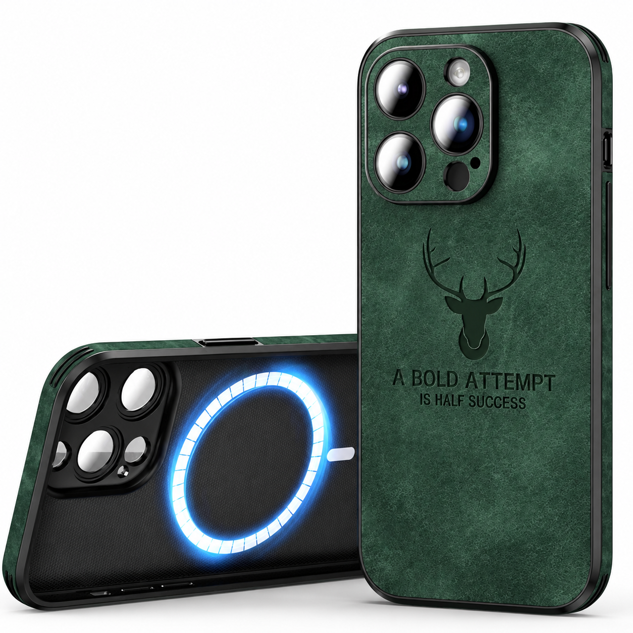 Premium iPhone Case MagSafe Compatible Leather Texture Silicone Bumper Cover Magnetic Shockproof Protective Camera Lens Guard Slim Full Coverage Design