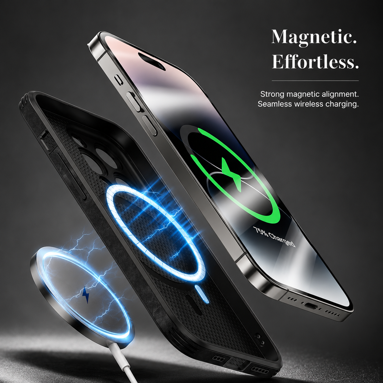 Premium iPhone Case MagSafe Compatible Leather Texture Silicone Bumper Cover Magnetic Shockproof Protective Camera Lens Guard Slim Full Coverage Design