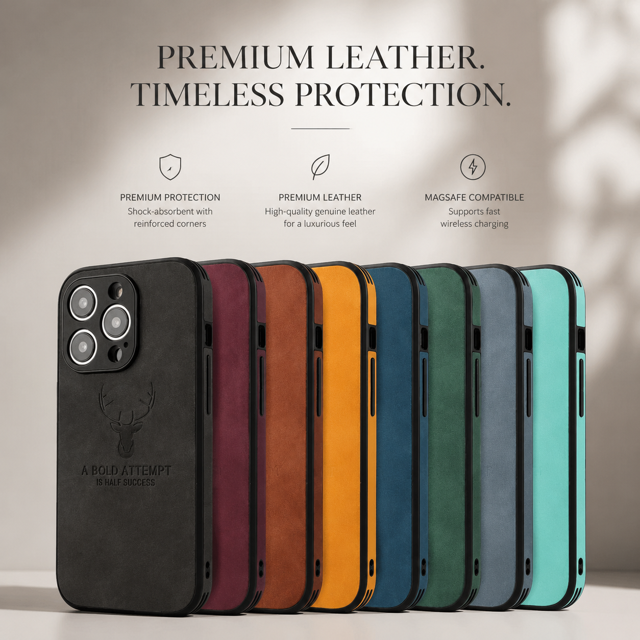 Premium iPhone Case MagSafe Compatible Leather Texture Silicone Bumper Cover Magnetic Shockproof Protective Camera Lens Guard Slim Full Coverage Design