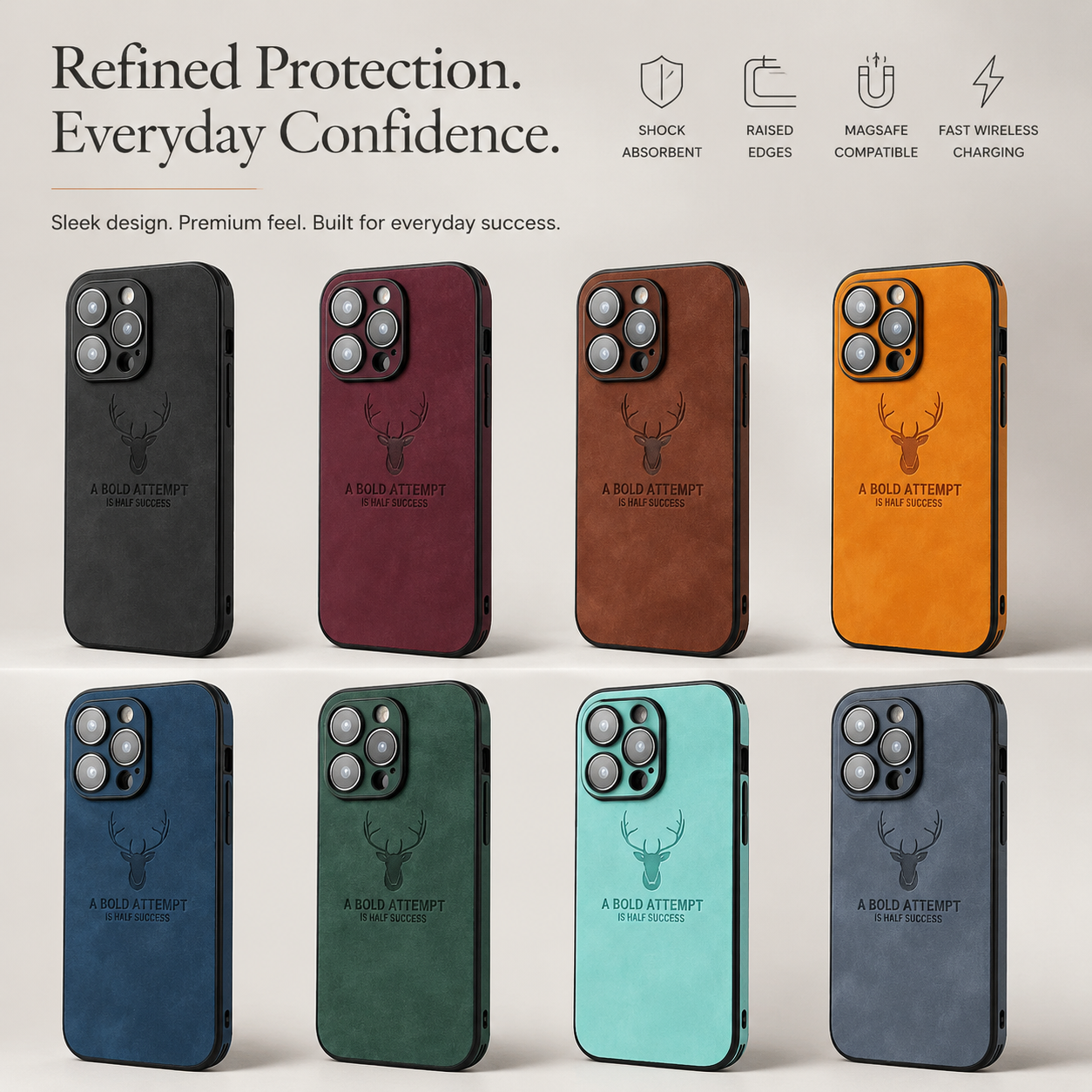 Premium iPhone Case MagSafe Compatible Leather Texture Silicone Bumper Cover Magnetic Shockproof Protective Camera Lens Guard Slim Full Coverage Design