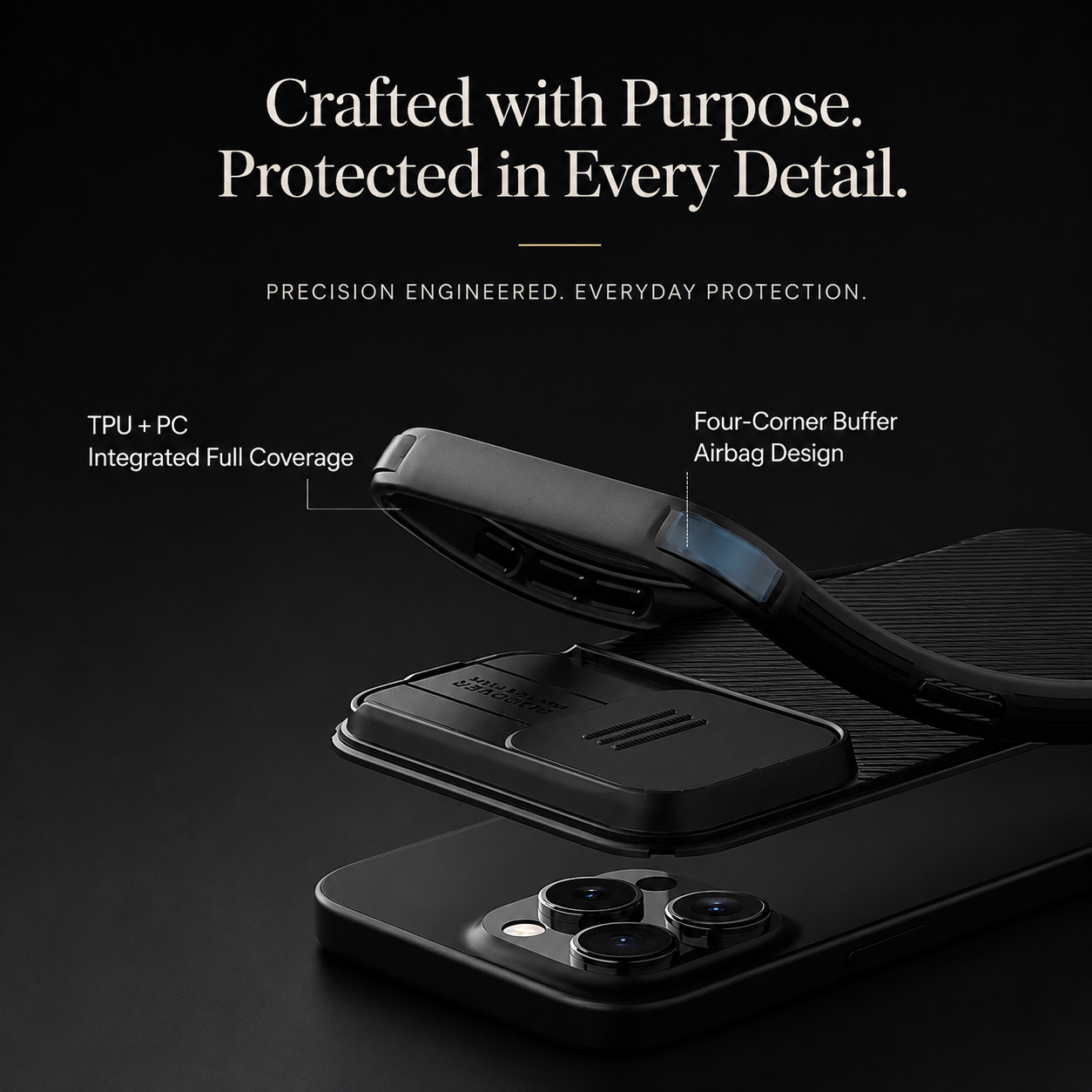 Premium iPhone Case MagSafe Compatible Leather Texture Sliding Camera Cover Magnetic Cover Shockproof Protective Lens Guard Slim Design