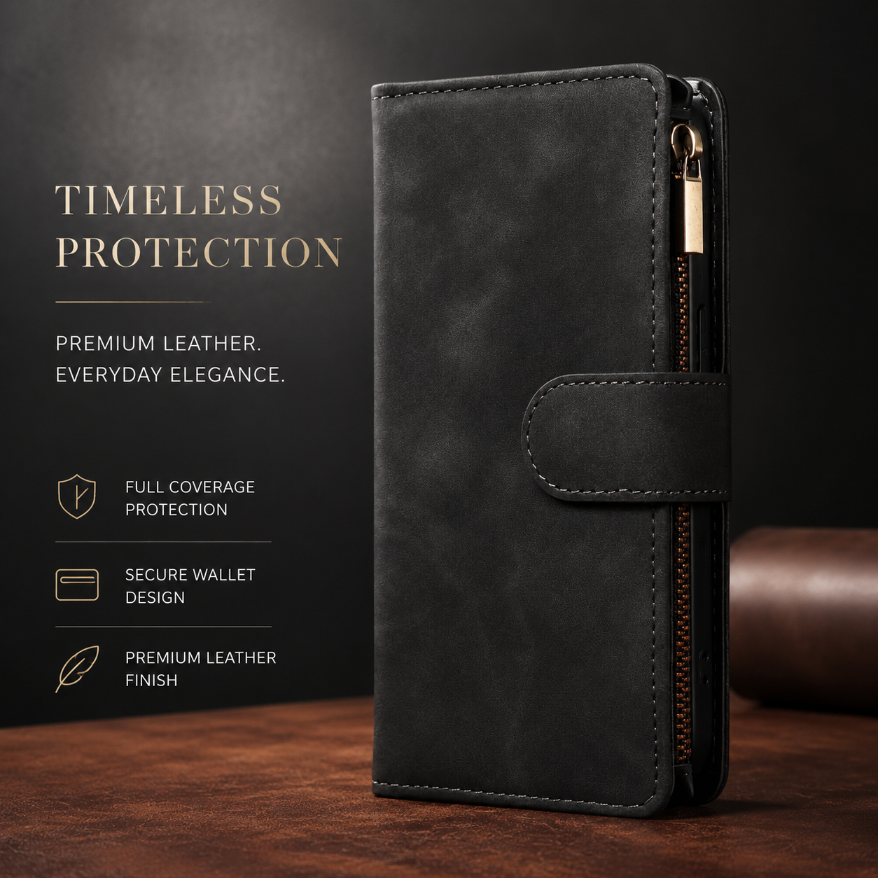 Premium iPhone Case MagSafe Compatible Leather Wallet Cover Card Holder Magnetic Closure Shockproof Protective Camera Lens Guard Slim Design