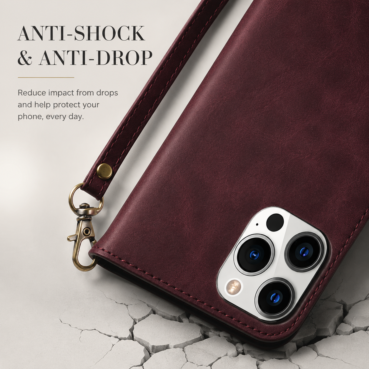 Premium iPhone Case MagSafe Compatible Leather Wallet Cover Card Holder Magnetic Closure Shockproof Protective Camera Lens Guard Slim Design