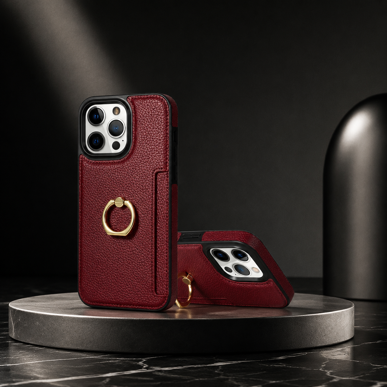 Premium iPhone Case MagSafe Compatible Leather Wallet Cover Card Holder Ring Stand Magnetic Shockproof Protective Camera Lens Protection Slim Design
