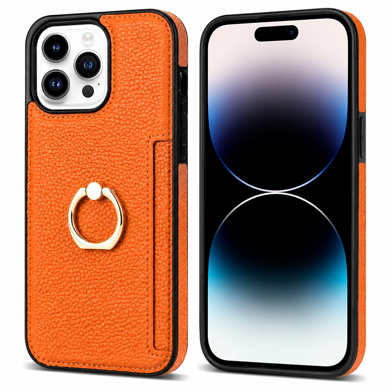 Premium iPhone Case MagSafe Compatible Leather Wallet Cover Card Holder Ring Stand Magnetic Shockproof Protective Camera Lens Protection Slim Design