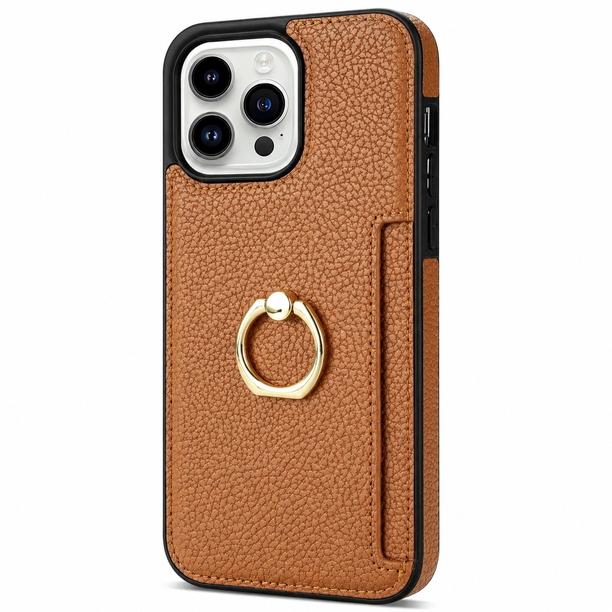 Premium iPhone Case MagSafe Compatible Leather Wallet Cover Card Holder Ring Stand Magnetic Shockproof Protective Camera Lens Protection Slim Design