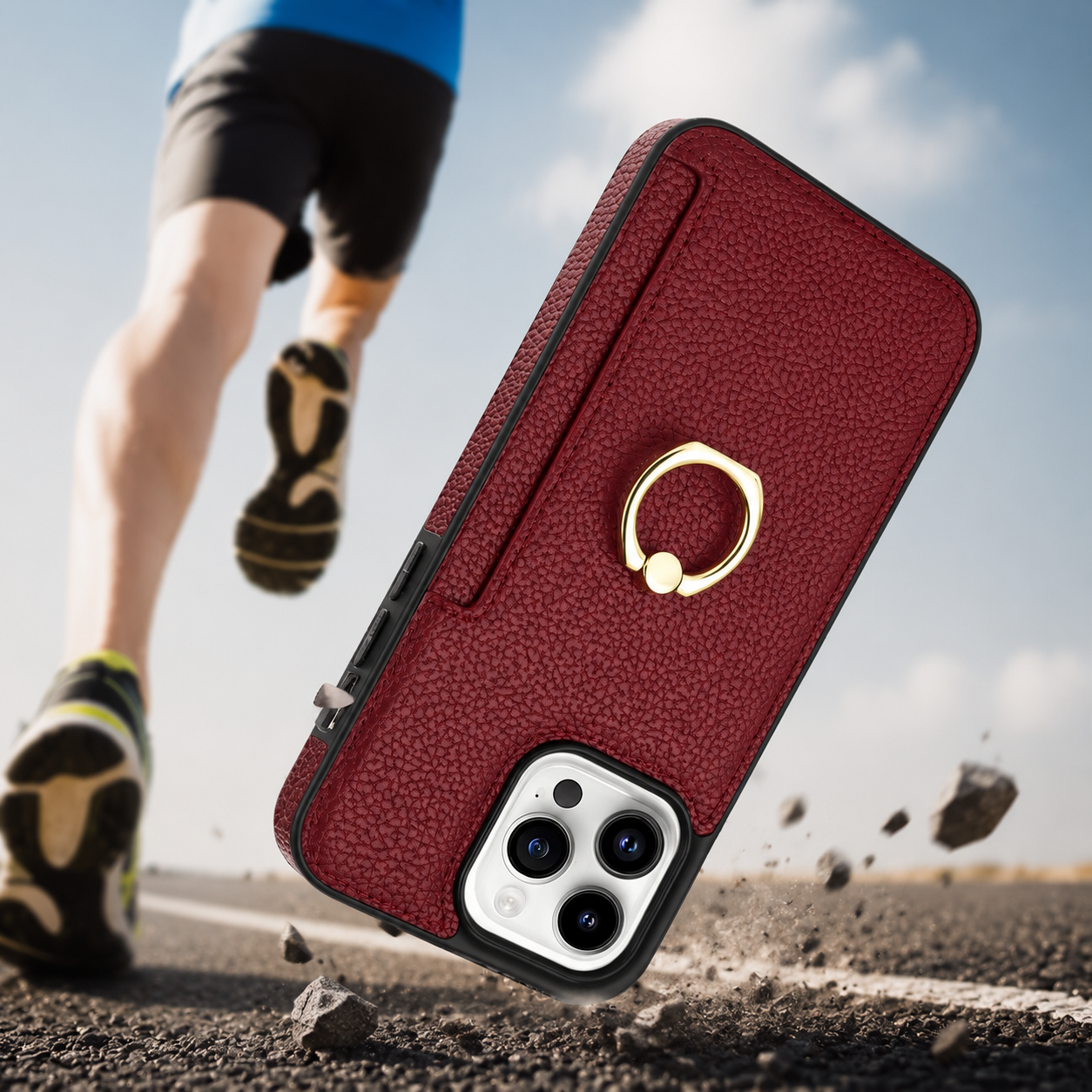 Premium iPhone Case MagSafe Compatible Leather Wallet Cover Card Holder Ring Stand Magnetic Shockproof Protective Camera Lens Protection Slim Design