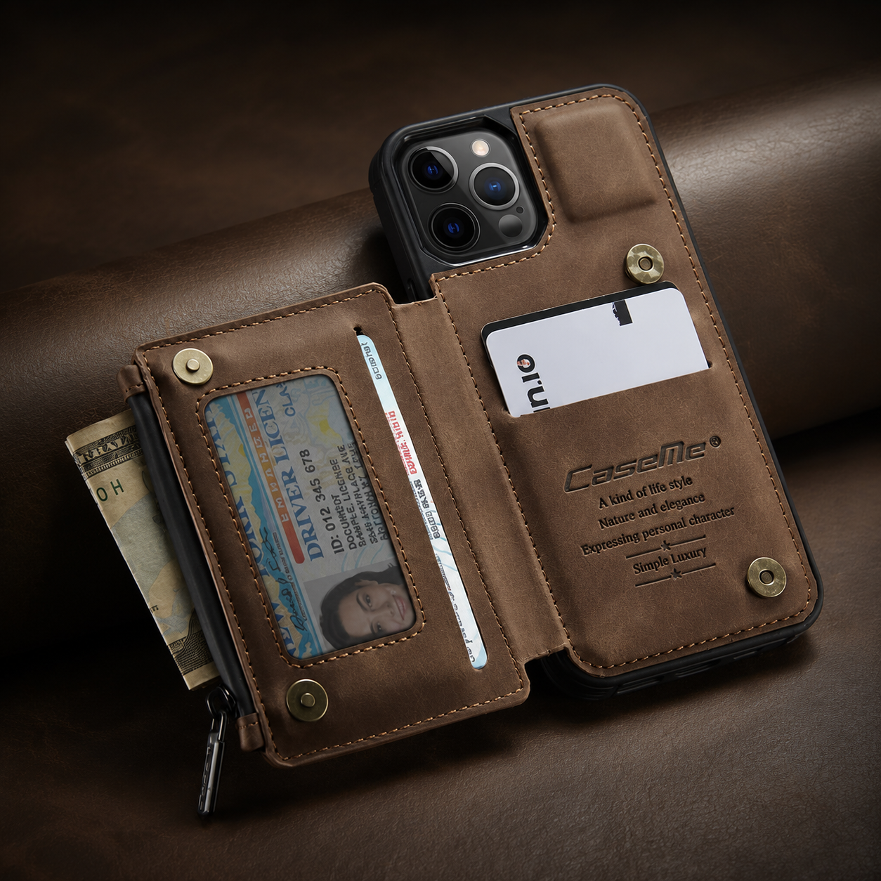 Premium iPhone Case MagSafe Compatible Leather Wallet Cover Card Holder Stand Magnetic Shockproof Protective Camera Lens Protection Slim Design