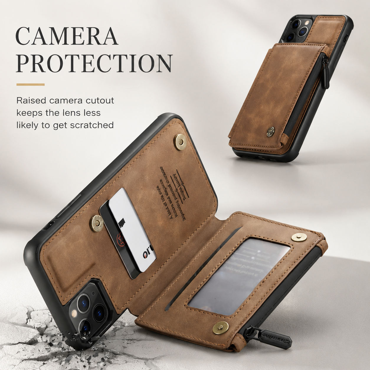 Premium iPhone Case MagSafe Compatible Leather Wallet Cover Card Holder Stand Magnetic Shockproof Protective Camera Lens Protection Slim Design