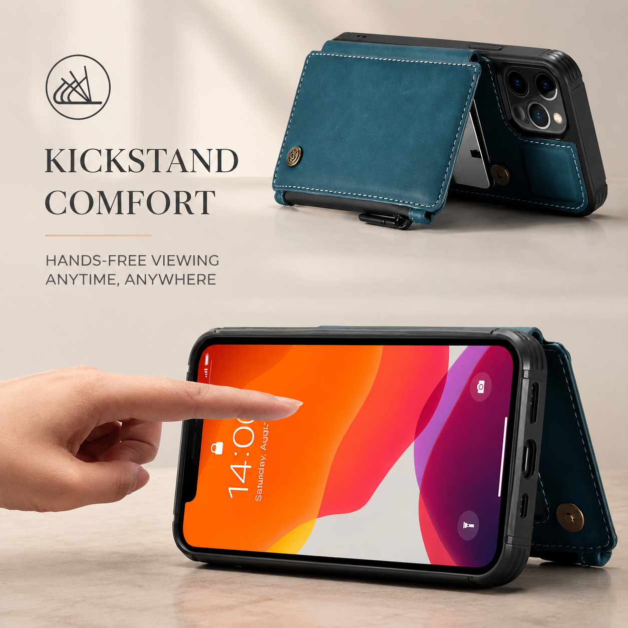 Premium iPhone Case MagSafe Compatible Leather Wallet Cover Card Holder Stand Magnetic Shockproof Protective Camera Lens Protection Slim Design