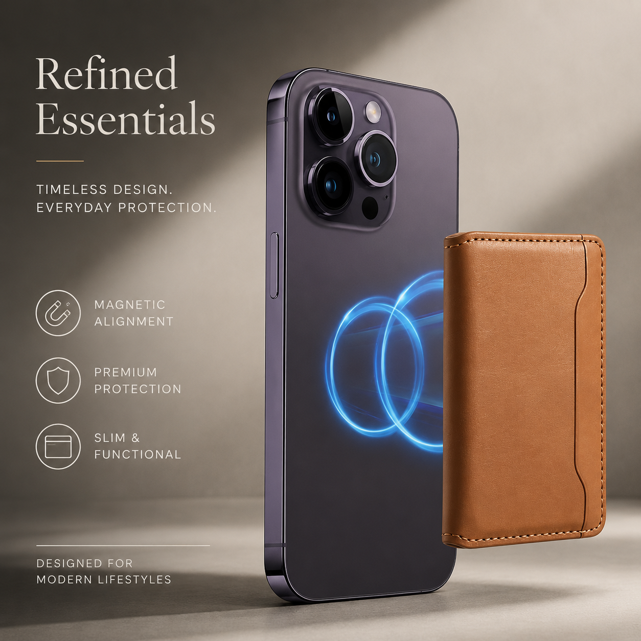 Premium iPhone Case MagSafe Compatible Leather Wallet Cover Magnetic Card Holder Shockproof Protective Camera Lens Guard Slim Design