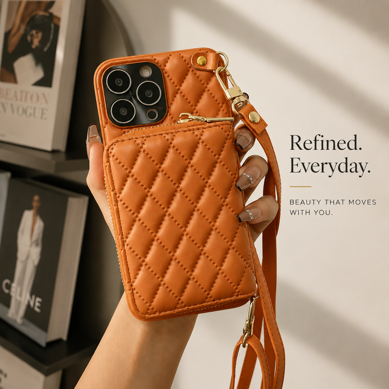 Premium iPhone Case MagSafe Compatible Leather Zipper Wallet Cover Crossbody Strap Card Holder Magnetic Shockproof Camera Lens Protection Slim Design