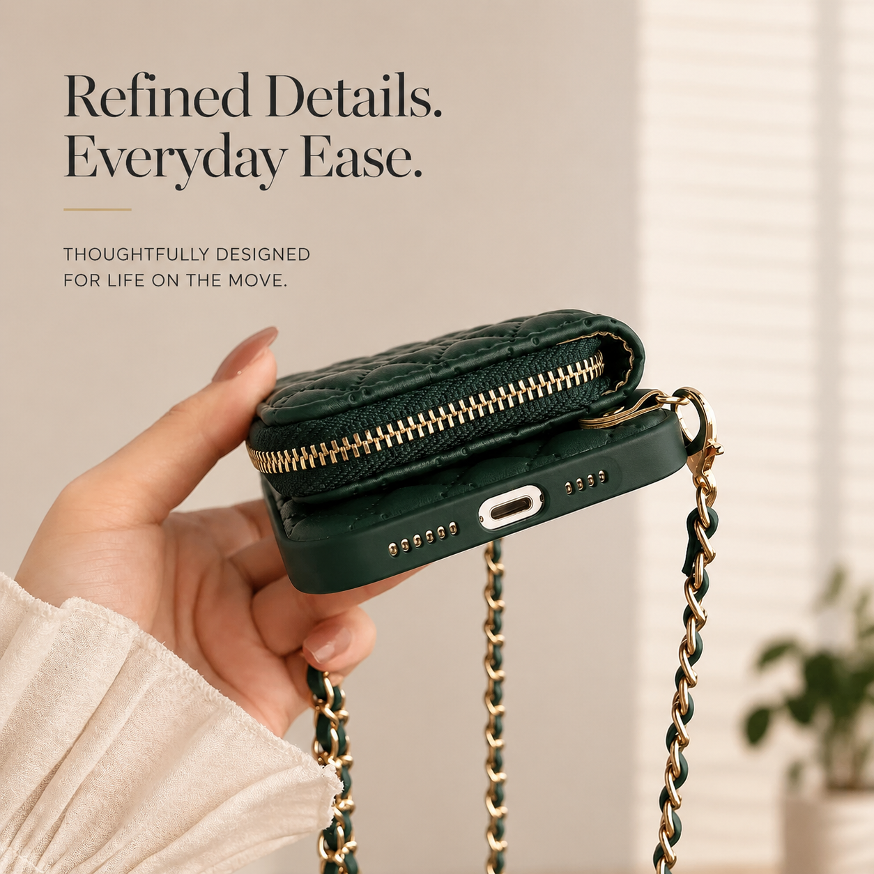 Premium iPhone Case MagSafe Compatible Leather Zipper Wallet Cover Crossbody Strap Card Holder Magnetic Shockproof Camera Lens Protection Slim Design