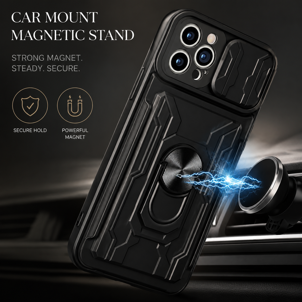 Premium iPhone Case MagSafe Compatible Liquid Silicone Wallet Cover Card Holder Ring Stand Magnetic Shockproof Protective Camera Lens Protection Slim Design