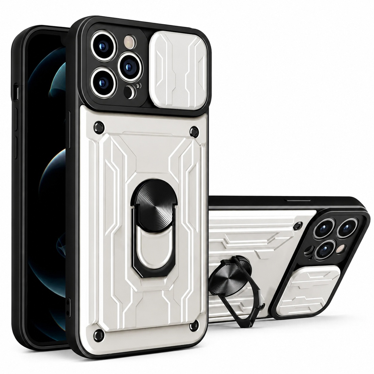 Premium iPhone Case MagSafe Compatible Liquid Silicone Wallet Cover Card Holder Ring Stand Magnetic Shockproof Protective Camera Lens Protection Slim Design